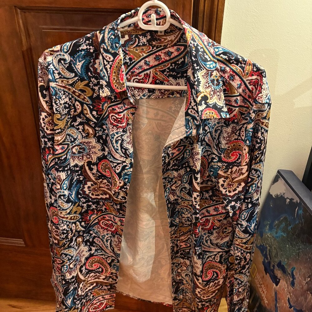 Paisley Print Button-Up | Multicolor Boho Statement Shirt